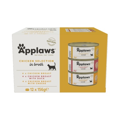 APPLAWS Cat Multipak mix smaków drobiowych w bulionie dla kota 12x156g