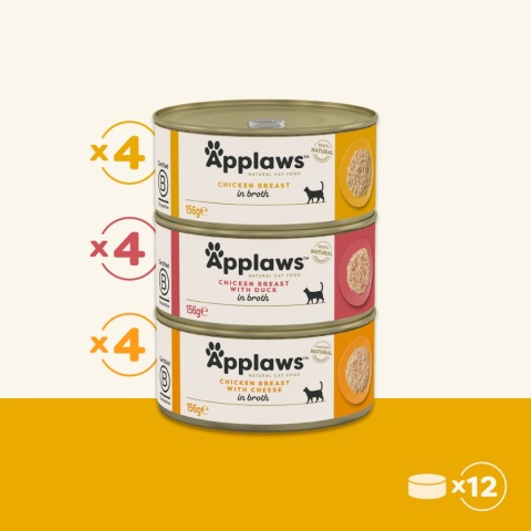 APPLAWS Cat Multipak mix smaków drobiowych w bulionie dla kota 12x156g