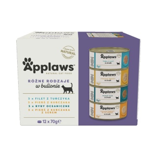APPLAWS Cat Multipak mix smaków w bulionie dla kota 12x70g