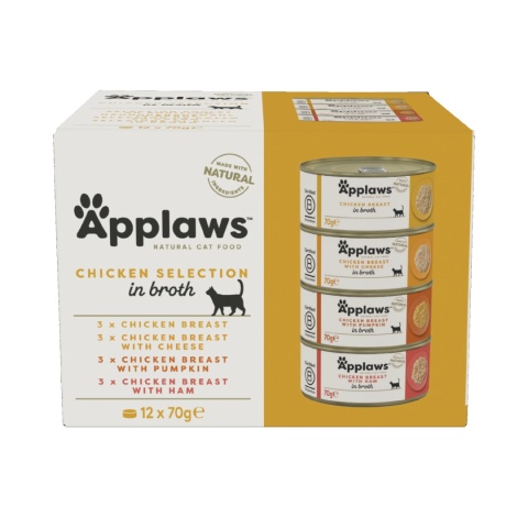 APPLAWS Cat Multipak mix smaków drobiowych w bulionie dla kota 12x70g