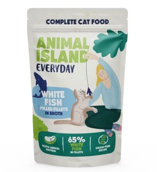 Animal Island Biała ryba szarpane fileciki w rosole - karma mokra dla kota 85g