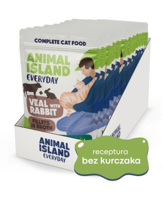 Animal Island Cielęcina z królikiem w rosole 12x85g - karma mokra dla kota