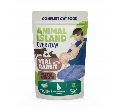 Animal Island Cielęcina z królikiem w rosole - karma mokra dla kota 85g