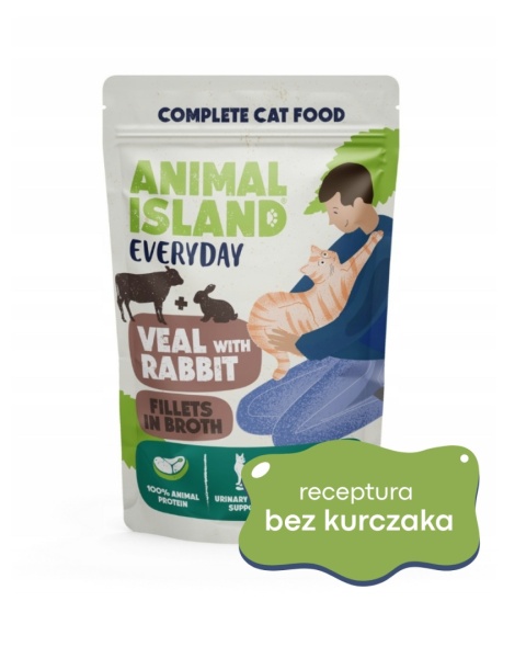 Animal Island Cielęcina z królikiem w rosole - karma mokra dla kota 85g