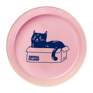 Animal Island Talerzyk dla kota szklany - różowy z granatowym kotkiem