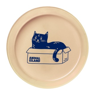 Animal Island Talerzyk dla kota szklany - beżowy z granatowym kotkiem