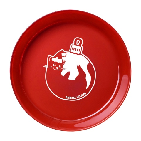 Animal Island Talerzyk dla kota szklany świąteczny - czerwony bombka