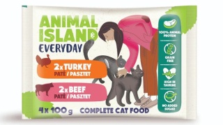 Animal Island saszetki mix indyk i wołowina 4x100g pasztet dla kota