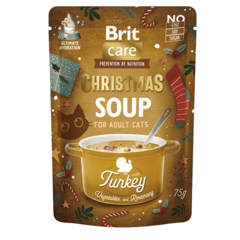 BRIT CARE Cat Christmas Soup Turkey - świąteczna zupa dla kota z indykiem i kurczakiem 75g