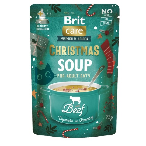 BRIT CARE Cat Christmas Soup Beef - świąteczna zupa dla kota z wołowiną i kurczakiem 75g