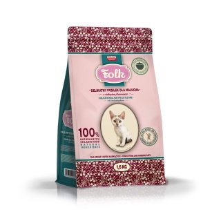 FOLK Kitten delikatny posiłek dla malucha z cielęciną i łososiem - karma sucha dla kociąt 1,6kg