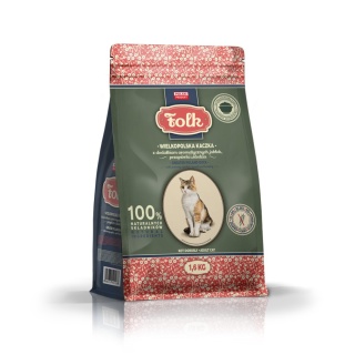 FOLK Wielkopolska kaczka z dodatkiem aromatycznych jabłek przepiórki i śledzia - karma sucha dla kota 1,6kg