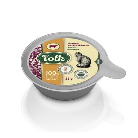FOLK Warmińska soczysta wołowina - mokra karma dla kota 85g