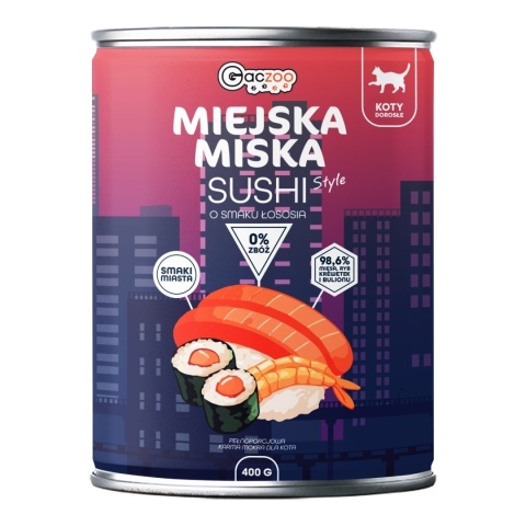 Gaczoo Miejska Miska Sushi Style - łosoś i indyk karma dla kota 400g