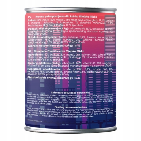 Gaczoo Miejska Miska Sushi Style - łosoś i indyk karma dla kota 400g
