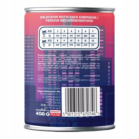 Gaczoo Miejska Miska Sushi Style - łosoś i indyk karma dla kota 400g