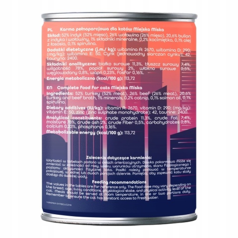 Gaczoo Miejska Miska Tatar Style - indyk i i wołowina karma dla kota 400g