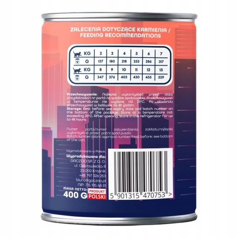 Gaczoo Miejska Miska Tatar Style - indyk i i wołowina karma dla kota 400g