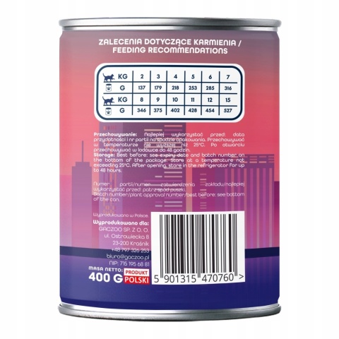 Gaczoo Miejska Miska Kaczka Pieczona Style - kurczak i kaczka karma dla kota 400g