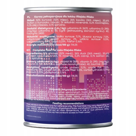 Gaczoo Miejska Miska Kaczka Pieczona Style - kurczak i kaczka karma dla kota 400g