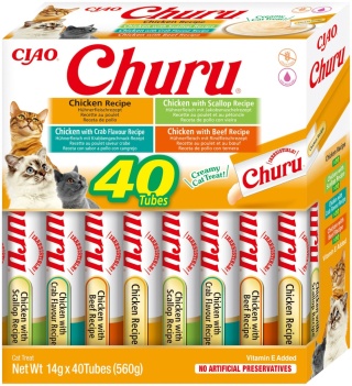 INABA Cat Churu Varieties Chicken - kremowe przysmaki dla kotów z kurczakiem 40x14g