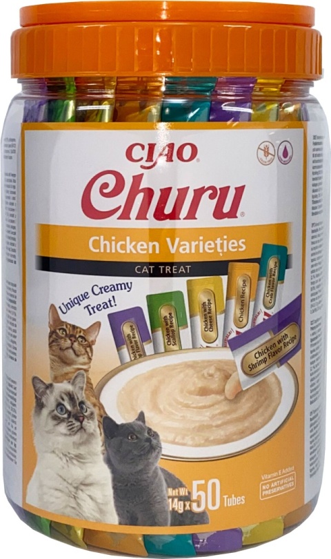 INABA Cat Churu Varieties Chicken - kremowe przysmaki dla kotów z kurczakiem 50x14g