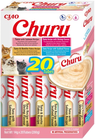 INABA Cat Churu Varieties Seafood - kremowe przysmaki dla kotów z owocami morza 20x14g