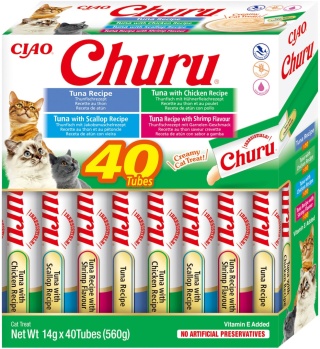 INABA Cat Churu Varieties Seafood - kremowe przysmaki dla kotów z owocami morza 40x14g