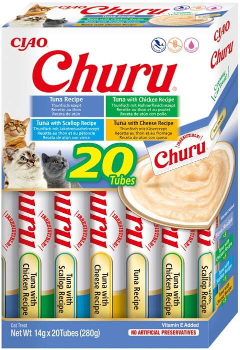 INABA Cat Churu Varieties Tuna - kremowe przysmaki dla kotów z tuńczykiem 20x14g