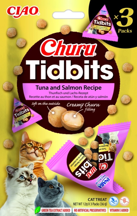 Inaba Churu TIDBITS TUNA SALMON 3x12g - przysmak dla kota z tuńczykiem i łososiem