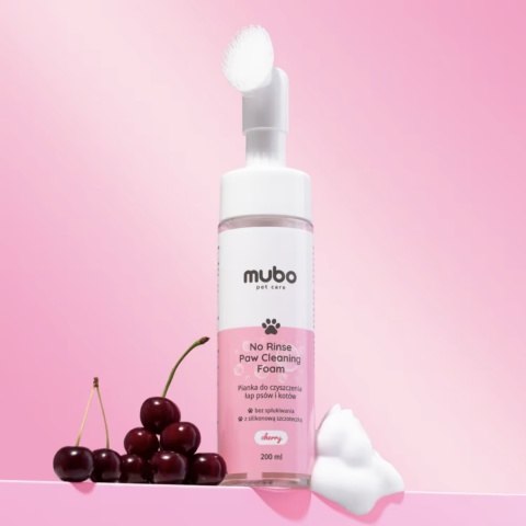 Mubo Paw Cleaning Foam Cherry - pianka do mycia łapek bez spłukiwania wiśniowa 200ml
