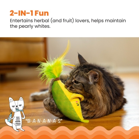 PETSTAGES Kicker banan dla kota z siateczką - szeleszcząca zabawka wypełniona kocimiętką