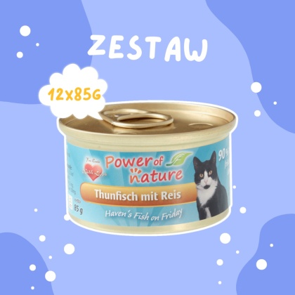 Pakiet 12x85g Power of Nature Haven's Fish on Friday - tuńczyk z ryżem zestaw