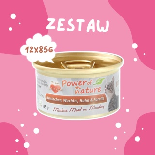 Pakiet 12x85g Power of Nature Minka's Meat on Monday - królik, przepiórka, kurczak i pstrąg zestaw