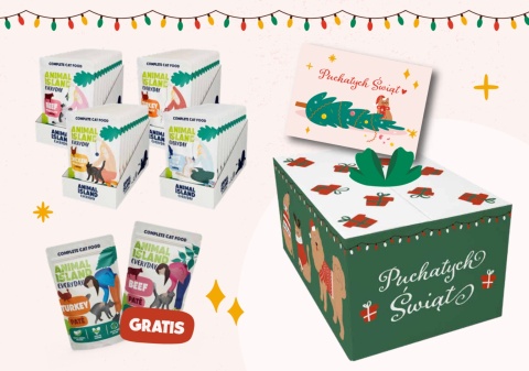 Animal Island GIFTBOX świąteczny 48 saszetek mix w rosole + 2 saszetki pasztet i kartka świąteczna GRATIS