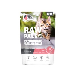 RAW PALEO KITTEN CAT PORK - mokra karma dla kociąt wieprzowina 100g