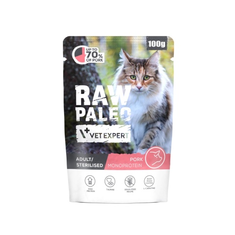 RAW PALEO ADULT CAT PORK - mokra karma dla kota wieprzowina 100g