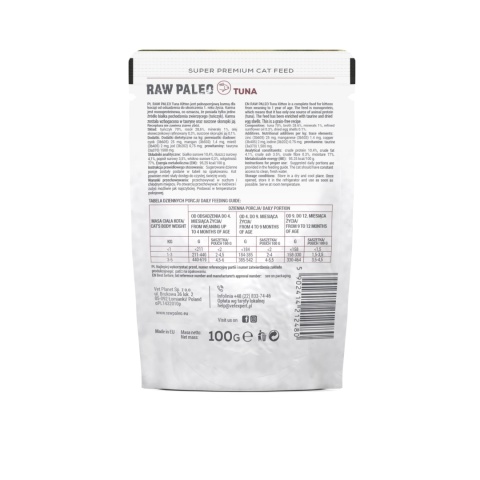 RAW PALEO KITTEN CAT TUNA - mokra karma dla kociąt tuńczyk 100g