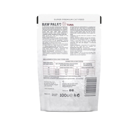 RAW PALEO ADULT CAT TUNA - mokra karma dla kota tuńczyk 100g