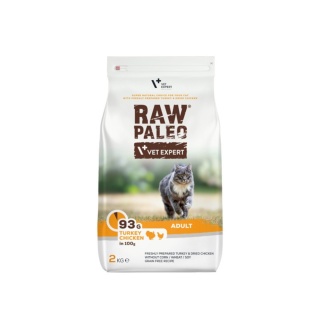 RAW PALEO Turkey Chicken - sucha karma z indykiem i kurczakiem dla kotów dorosłych 2kg