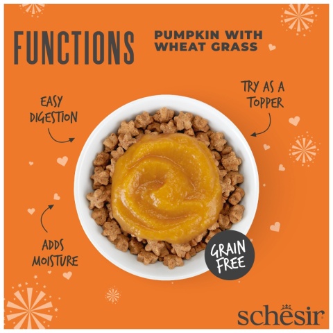 Schesir Functions dynia i trawa pszeniczna - topper dla kota wspomagający trawienie 40g