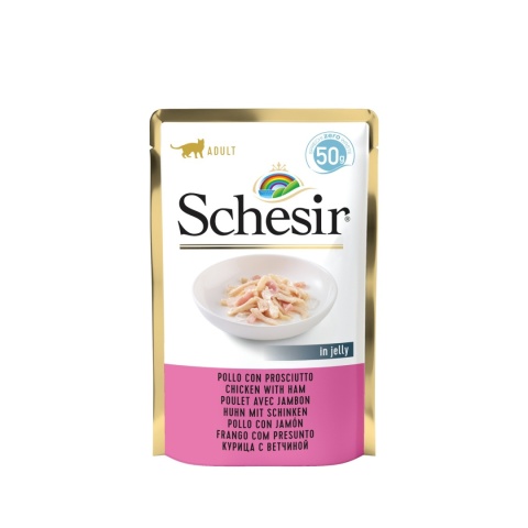 Schesir kurczak z szynką w galaretce - karma dla kota 50g