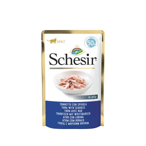 Schesir tuńczyk z okoniem morskim w galaretce - karma dla kota 50g