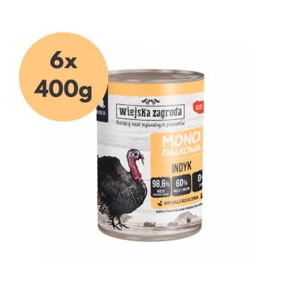 Zestaw Wiejska Zagroda Monobiałkowa Indyk dla kociąt 6x400g