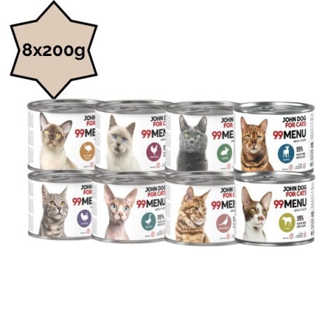 99 MENU John Dog for Cats zestaw próbny dla kota 8x200g