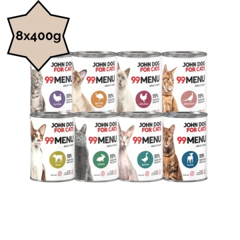 99 MENU John Dog for Cats zestaw próbny dla kota 8x400g