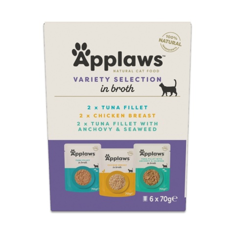 APPLAWS Cat Multipak degustacyjny mix smaków w saszetce w bulionie dla kota 6x70g