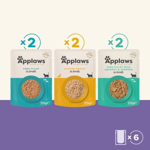 APPLAWS Cat Multipak degustacyjny mix smaków w saszetce w bulionie dla kota 6x70g