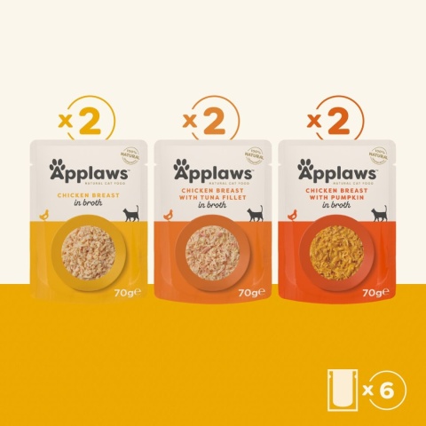 APPLAWS Cat Multipak degustacyjny z kurczakiem w saszetce w bulionie dla kota 6x70g
