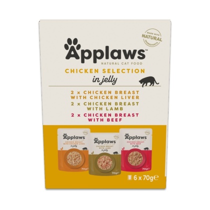 APPLAWS Cat Multipak degustacyjny z kurczakiem w saszetce w galaretce dla kota 6x70g